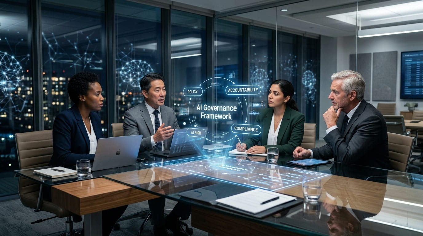 AI transformation is a problem of governance — enterprise leaders reviewing AI policy framework